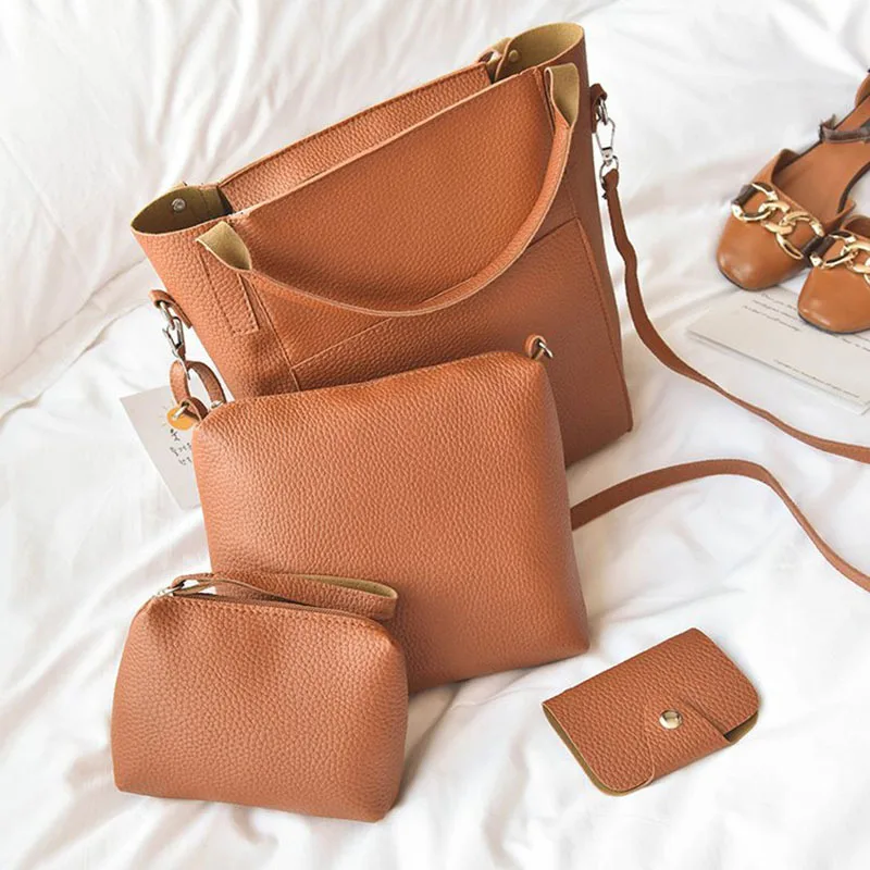 

Different Size Bags Women's 2020 New Style Four-piece Set Korean-style Hand Shoulder Carrying Multi-Purpose Embossed Leather Bag