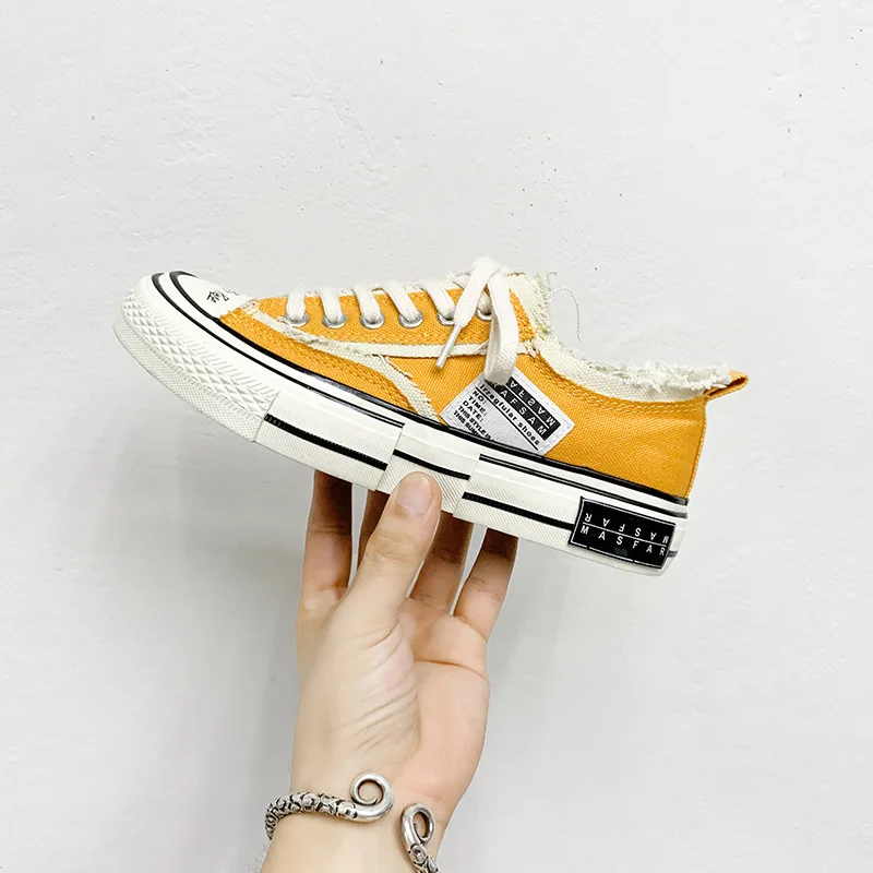 rubber sole yellow Светящаяся парусиновая обувь на пробковой подошве; женская сверхвысокая платформа; дышащие повседневные кроссовки с двойным язычком; обувь на резиновой подошве - Цвет: rubber sole yellow