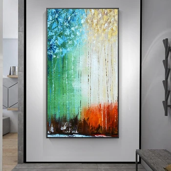 

Modern Art Abstract Four Seasons Colorful Oil Canvas Painting Posters and Prints Cuadros Wall Art Picture for Home Decor