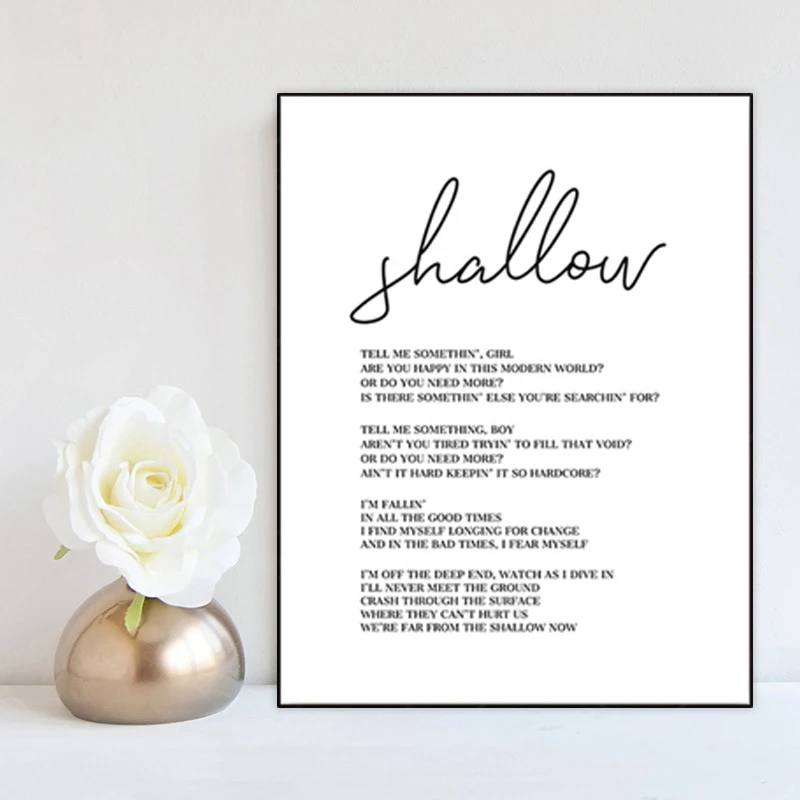 Shallow Song Lyrics Art Print A Star Is Born Song Lyrics Wall Art Canvas Painting Picture Baby