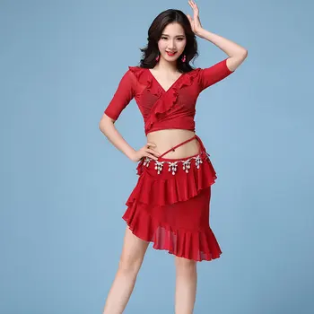 

2020 Belly Dance Dress Sexy Silver Silk Lotus Dance Costume Practice Performance Set Practice Beginner Female