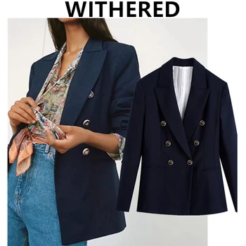 Withered-Chaqueta de invierno con doble botonadura para Mujer, chaqueta para Mujer, mujeres Blazers y chaquetas, 2020