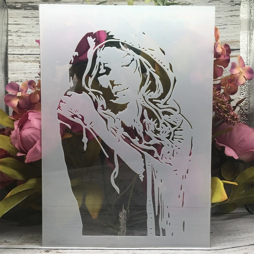

A4 29cm Sleep Girl Woman DIY Layering Stencils Wall Painting Scrapbook Coloring Embossing Album Decorative Template