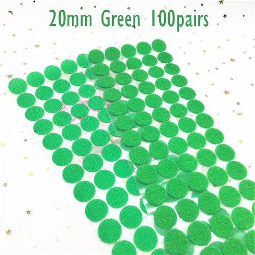 15mm Green 100pairs 15 мм цветные наклейки в горошек, липучка, двусторонняя самоклеящаяся нейлоновая лента, клейкая лента с защелкой для домашнего использования, Швейные аксессуары - Цвет: 15mm Green 100pairs