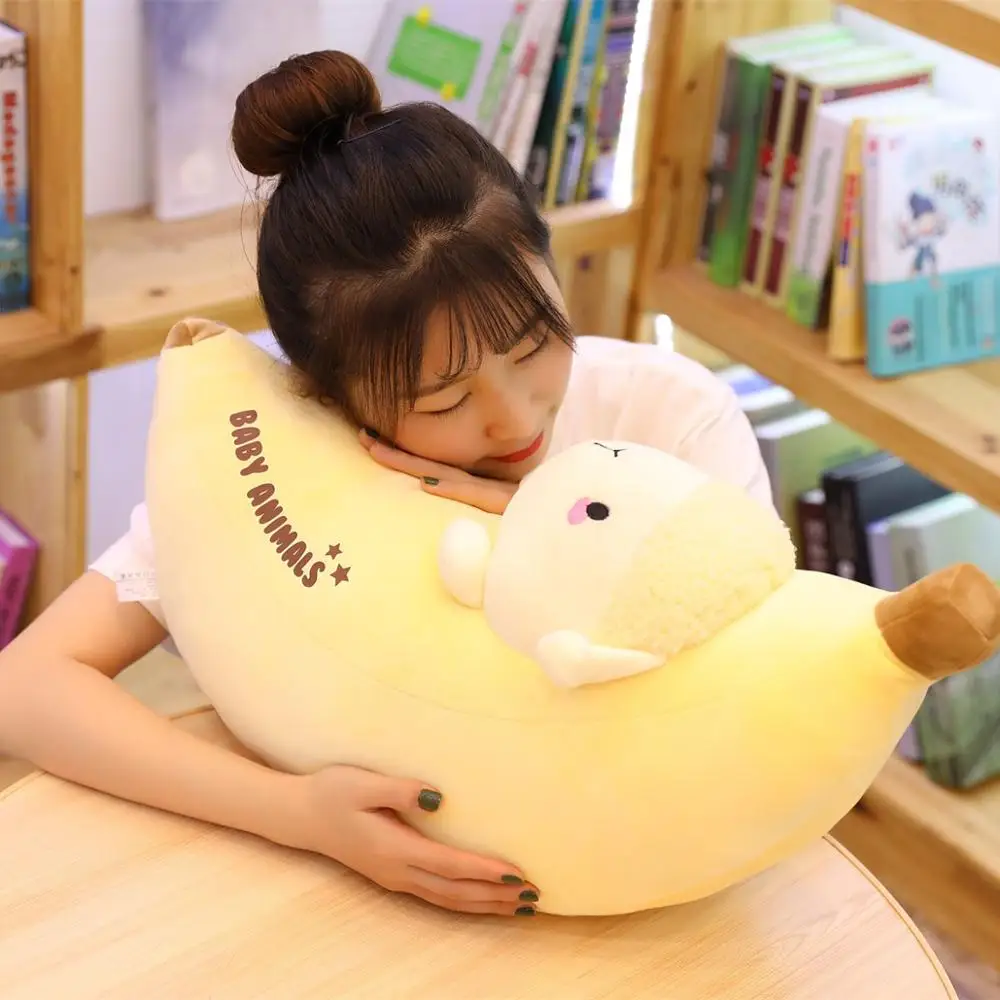 Funny Creative Cartoon Animal Banana Stuffed Soft Pillow Sofa Cushion Baby Lovely Dinosaur Pig Plush Doll Kids Fruit Toys Gifts