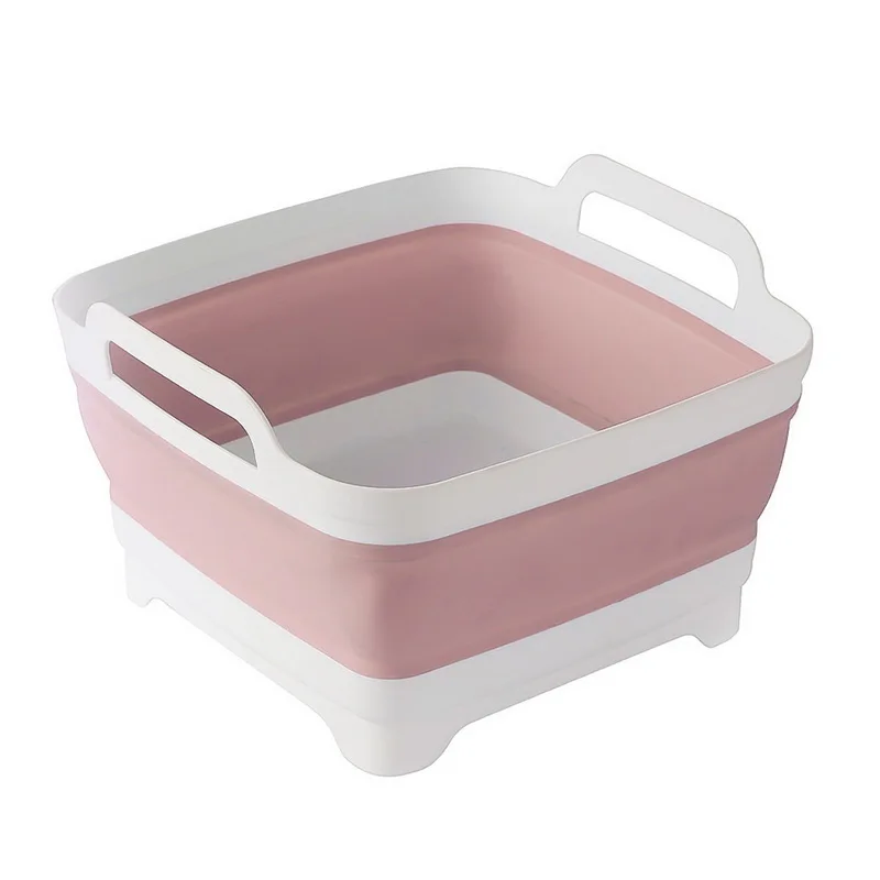 Складной умывальник складной ящик для хранения столовых приборов дренажная Чаша Блюдо стойка-сушилка подстаканник кухонные принадлежности - Цвет: pink