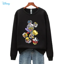 

Disney Colorful Stitching Mickey Mouse Sweatshirt Hoodies Women Men Autumn Winter Loose Long-sleeved Anime Harajuku Pullovers
