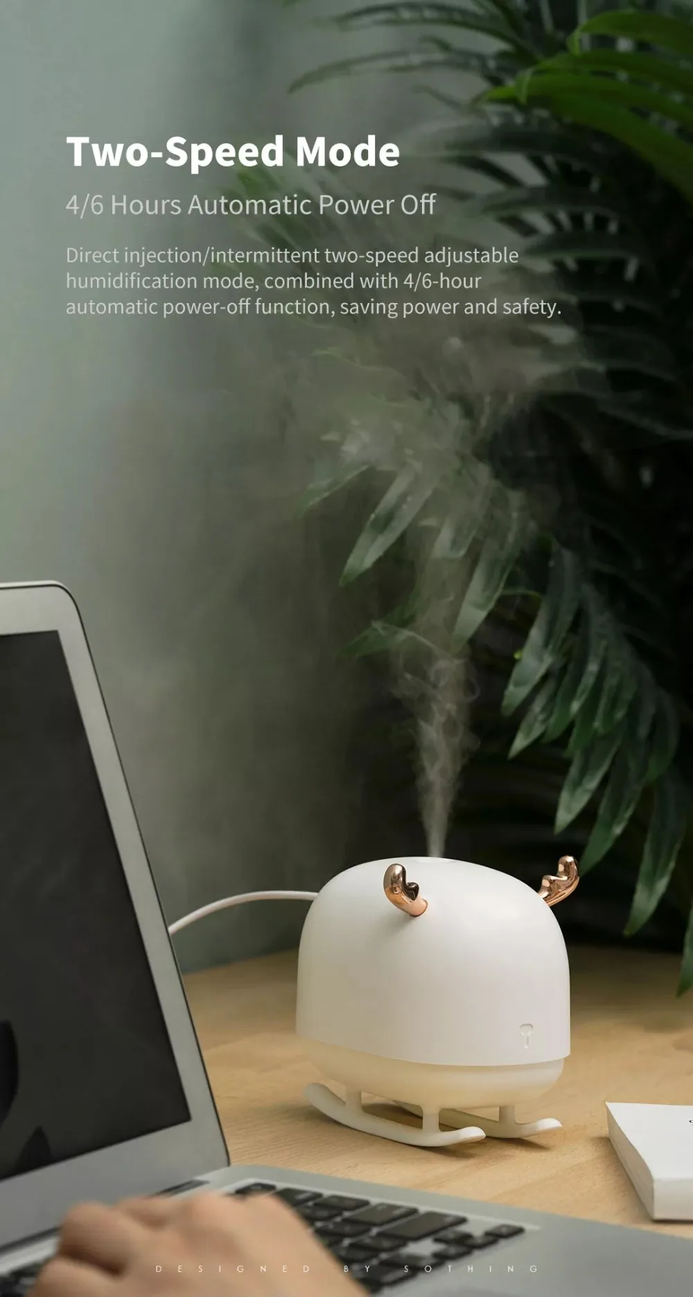 Xiaomi mijia SOTHING DSHJ-H-009, 260 мл, увлажнитель с оленем, светильник, USB, домашний увлажнитель воздуха, очиститель воздуха, атмосферный ночной Светильник