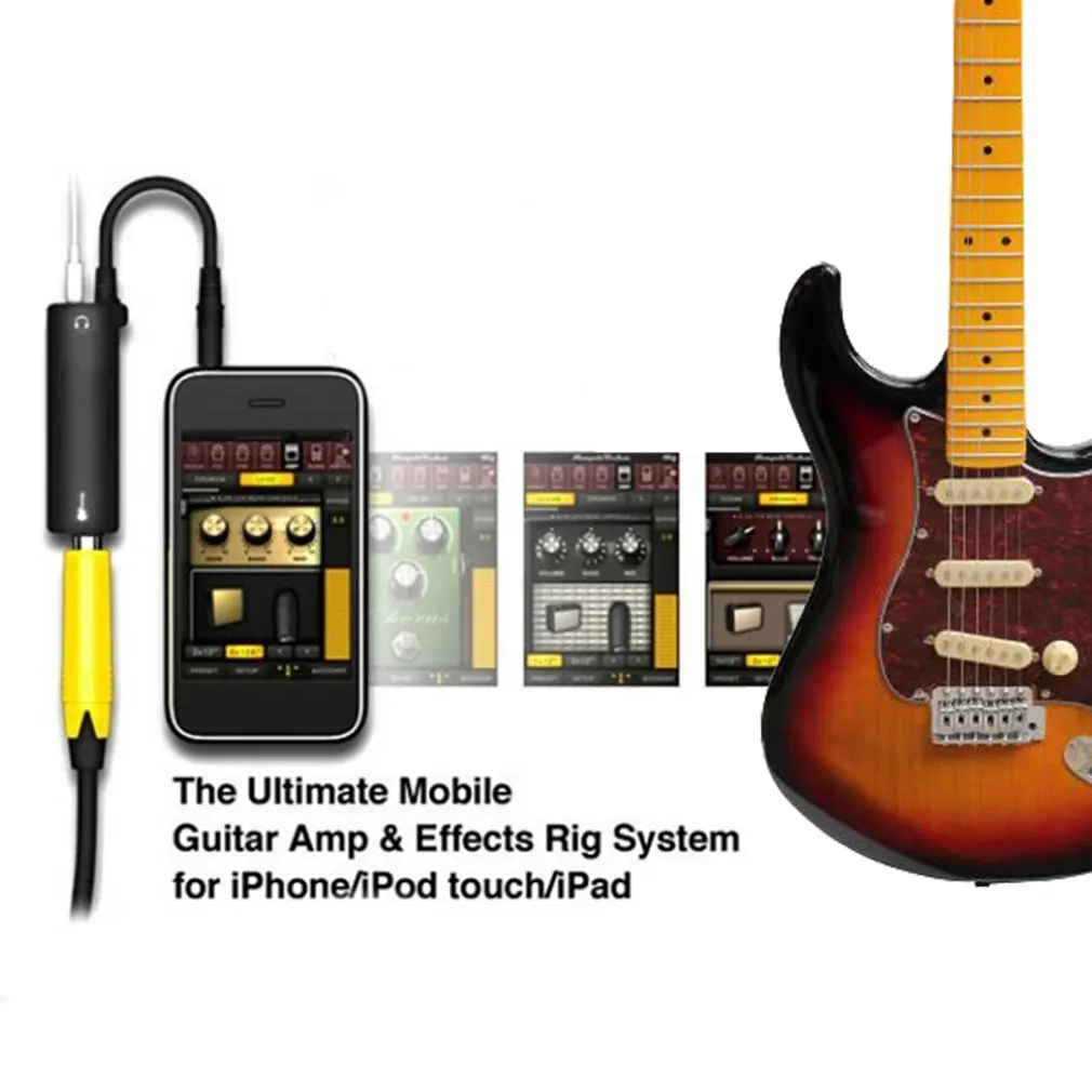 

90% Return 120mm Phone Guitar Interface Converters for Mobile New Black Pvc Transmitter Receiver Practice Tools Hot Sales