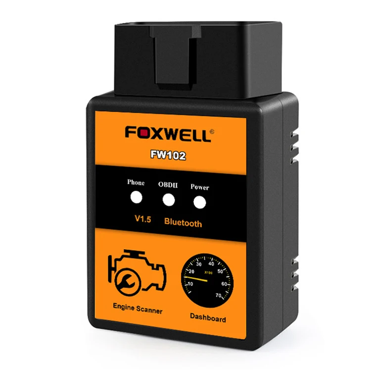 Автомобильный сканер для считывания кодов FOXWELL FW102 V1.5 ELM327 OBD2 Bluetooth адаптер OBDII диагностический инструмент для сканирования V 1,5 25K80