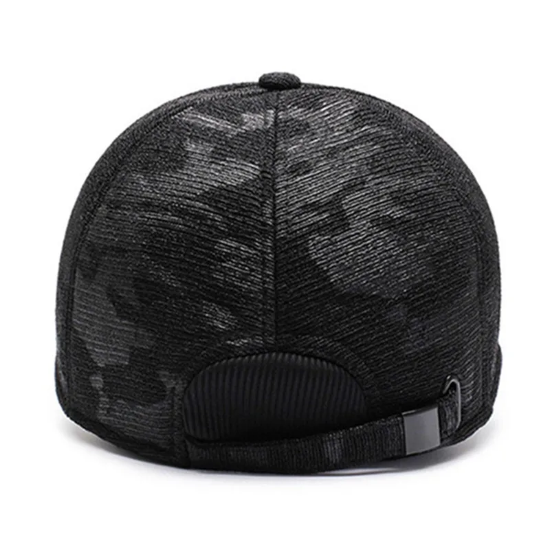 XdanqinX Autumn And Winter New Hats Men's Cotton Baseball Caps Adjustable Size Middle-aged Earmuffs Sports Cap Snapback Hat