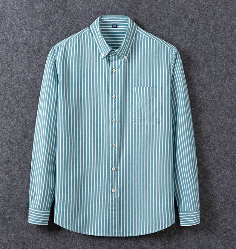 High Quality 100% Cotton Men Oxford Shirt Casual Striped Or Plaid Long-Sleeved Shirts Button Collar Design Regular Fit 4XL 3XL best short sleeve button down shirts