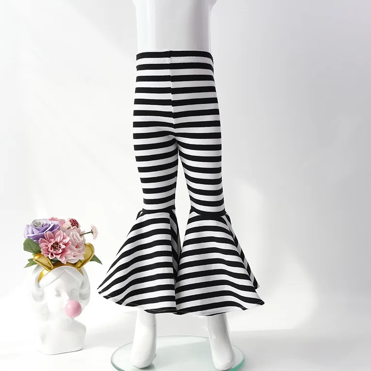 cotton black stripe Mardi Gras/блестящие леггинсы для малышей кожаные штаны для маленьких девочек модные детские костюмы для дня рождения с оборками, хлопковые брюки - Цвет: cotton black stripe