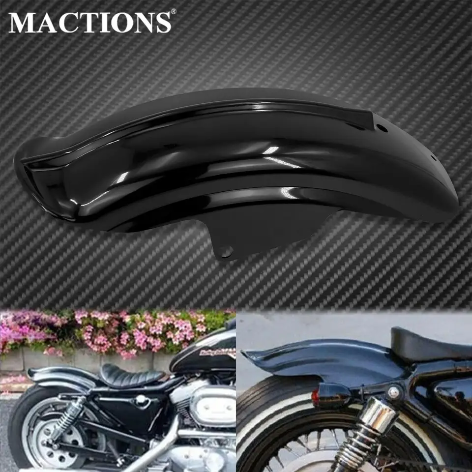 FSFYUK Parafango Posteriore In Pelle Nera Per Moto Harley-Davidson Sportster 883 1200 - Copriparafango Con Rivetti, Facile Montaggio