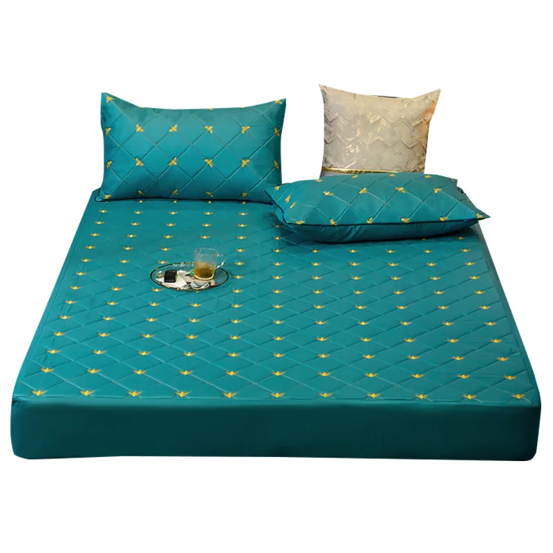 Водонепроницаемый стеганый наматрасник чистый цвет моющаяся шелковая ткань