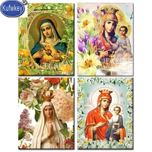 Virgin mary Алмазная картина со стразами Алмазная Вышивка Фото на заказ, полный квадратный Круглый Алмаз 3d diy мозаика ручной работы KUFWKEY
