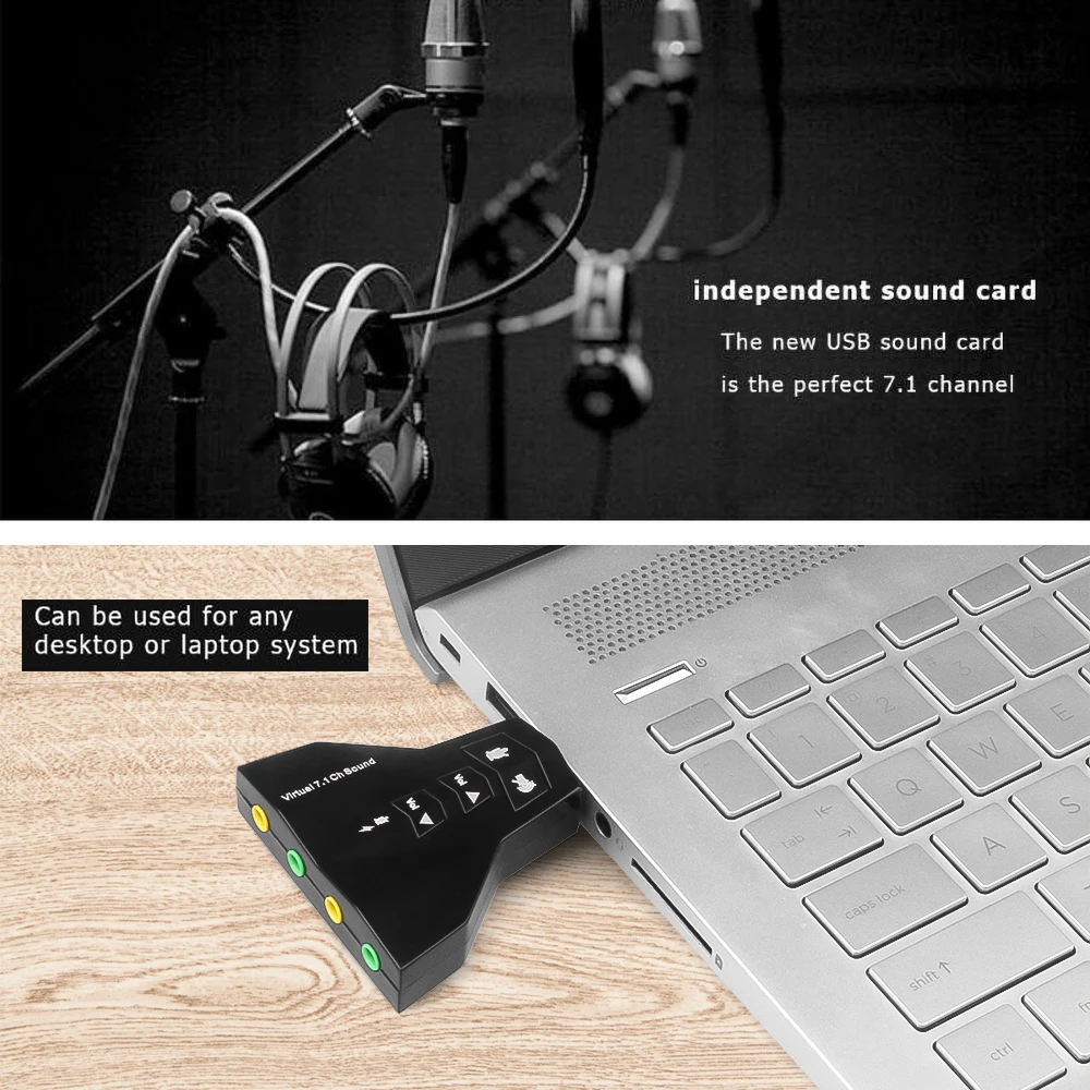 kebidumei USB Sound Card 7.1 Channel 3D Audio Sound Card Mic Adapter 3.5mm Jack Stereo Headset For Android Linux for Mac OS