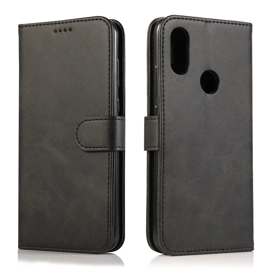 Ручной работы ТПУ кожаный чехол для Xiaomi Redmi Note 7 Pro Redmi 7 держатель для карт кошелек флип чехол для Xiaomi Redmi 7A чехол - Цвет: Black