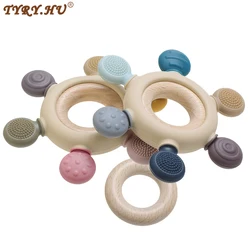 TYRY.HU New Silicone Teether BPA Free Wooden Teether Ring Baby Food Grade Silicone Toys Gifts Baby Teether