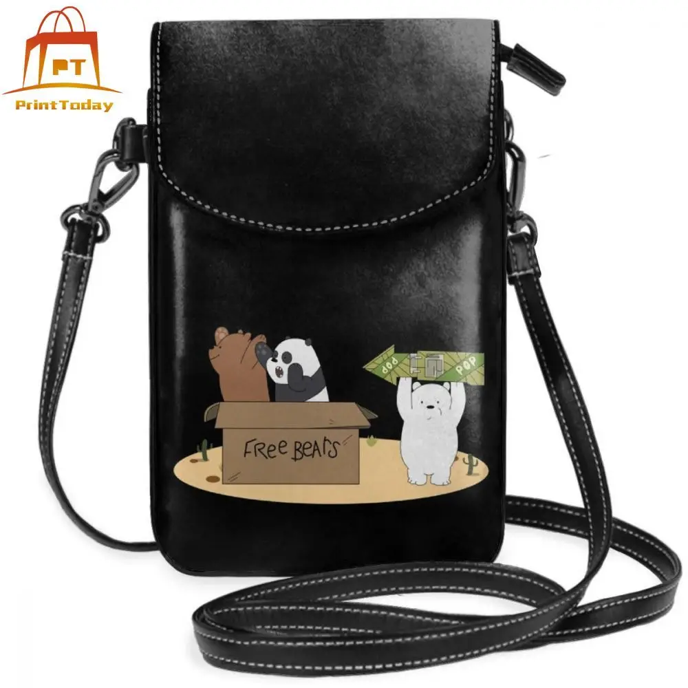 

We Bare Bears Shoulder Bag We Bare Bears Leather Bag Street Pattern Women Bags Student Women's Trend Multi Purpose Slim Purse