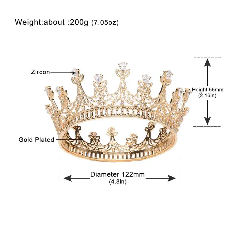 Mecresh CZ невесты тиары для женщин полная круглая корона конкурса красоты Queen