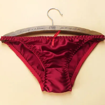 DARKRED qhd Качественные женские трусы из чистого шелка, шелк тутового цвета, трусы с низкой талией, нижнее белье, т стринги, M/L/XL/XXL - Цвет: DARKRED qhd
