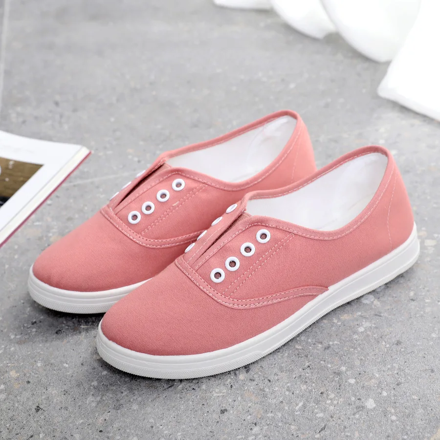 Primavera otoño plana mocasines de Mujer Zapatos de lona zapatillas de deporte para mujer transpirable zapatos casuales de Mujer Zapatos Slip-On zapatos de gran tamaño 35-41