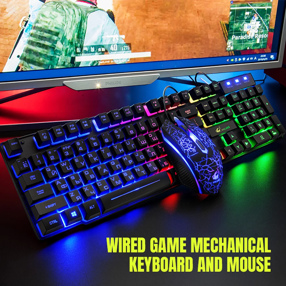 VicTsing XR992 Gaming Keyboard And Mouse Set Rainbow Backlight USB Ergonomic For PC Laptop Gamer Games Mouses And Keyboards Kit (1)