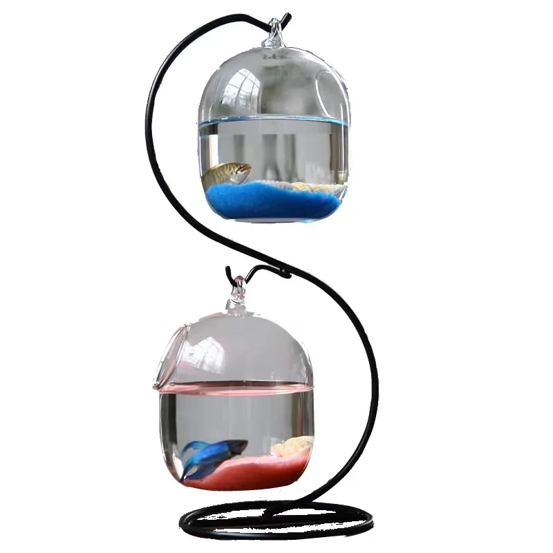 Double-deck Suspended Transparent Hanging Glass Fish Tank Infusion Bottle Aquarium Flower Plant Vase Flower Vase Decoration