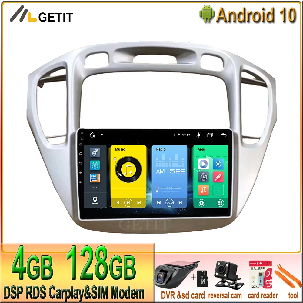 4G + 128G Carplay 9 'ɺndroid 10 для Toyota Highlander 2001-2007 мультимедийный плеер WIFI DSP BT SWC радио 2Din