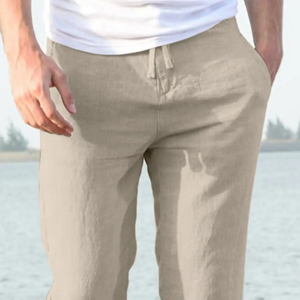 Men's High Waist Trausers Summer Pants Clothing Novelty Linen Loose Cotton Elastic Band Thin Work Vintage Wide Legs Pants wide leg pants fashion pants fashionable wide leg pants linen pants