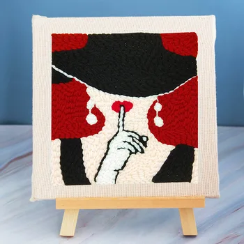 

Russian Poke Embroidery Wool Embroidery Set with Frame Handmade DIY Material Package Beginner Arts Crafts Sewing Decor 25x25