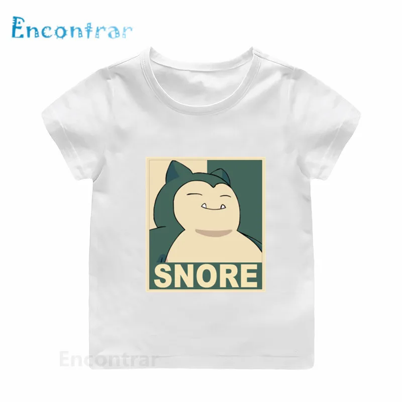 Детская футболка с принтом «Pokemon GO Snorlax Nope» Детская забавная футболка с коротким рукавом, летняя одежда для мальчиков и девочек HKP5161 - Цвет: Modal White