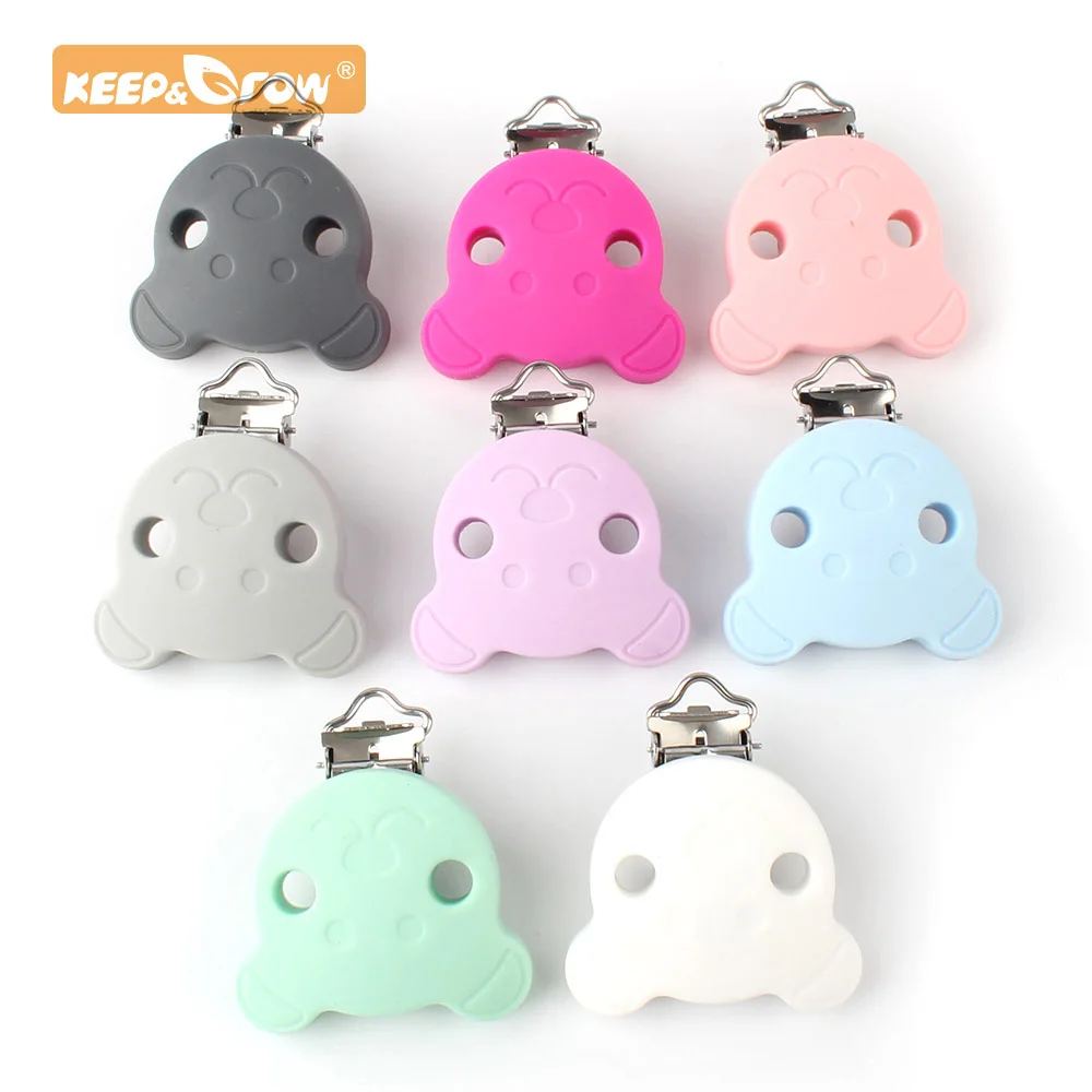 

Keep&Grow 20pcs Bear Silicone teether metal Clip Pacifier silicone rodent Accessories DIY Baby Teething Necklace Pendant Clamp