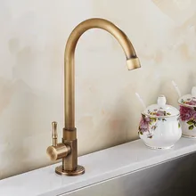 High Quality Faucet Brass Classic Gooseneck Single Lever Only cold Kitchen Sink Faucet Mixer Tap Bronze Brushed Finish
