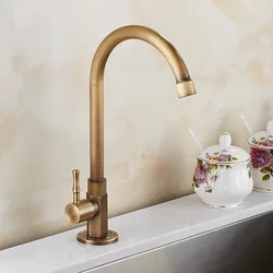 High Quality Faucet Brass Classic Gooseneck Single Lever Only cold Kitchen Sink Faucet Mixer Tap Bronze Brushed Finish