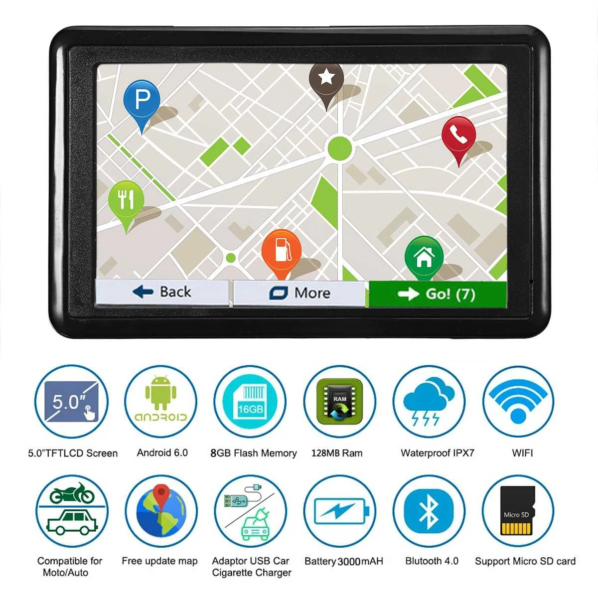 7 inch HD Car Truck GPS Navigation 128M RAM 8gb touch screen support Russia/EU/ America/Canada/Southeast Asia/AU NZ Maps atv gps