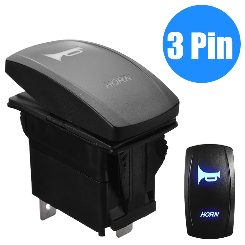 MAYITR 1pc 12V/24V ON/OFF Horn Rocker Toggle Switch Blue LED 3 Pin Switch Car Boat Truck Accessories High Quality