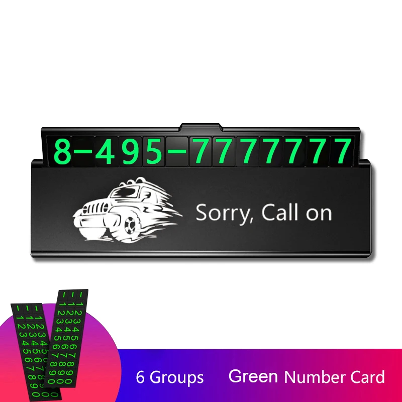 One-click hid Car Temporary Parking Card Phone Number Ultra-thin Drawer Hideable Luminous Telephone Number Plate car Accessories mobile phone holder Holders & Stands