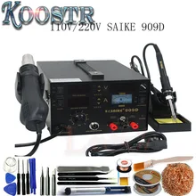 220 В/110 В 3 в 1 наладочная станция SAIKE 909D фена паяльник Электропитание паяльная машина с набором инструментов