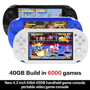 

New 4.3 inch 64bit 40GB handheld game console portable video game console build in 6000 games for arcade gba snes nes gbc smd