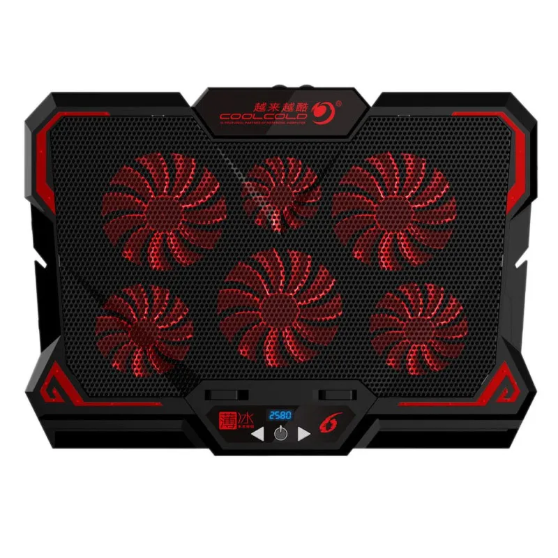 

17inch Gaming Laptop Cooler Six Fan Led Screen Two USB Port 2600RPM Laptop Cooling Pad Notebook Stand for Laptop