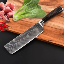 Острые 8 дюймов ножи шеф-повара имитация дамасской стали Santoku кухонные ножи+ деревянной ручкой фрукты овощи мясо кухонные ножи