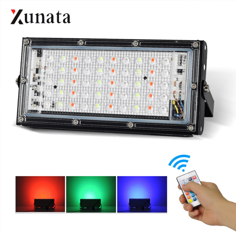 AC 220V RGB Floodlight 50W IP65 Waterproof LED Spotlight with Remote Controller Reflector floodlight | Лампы и освещение