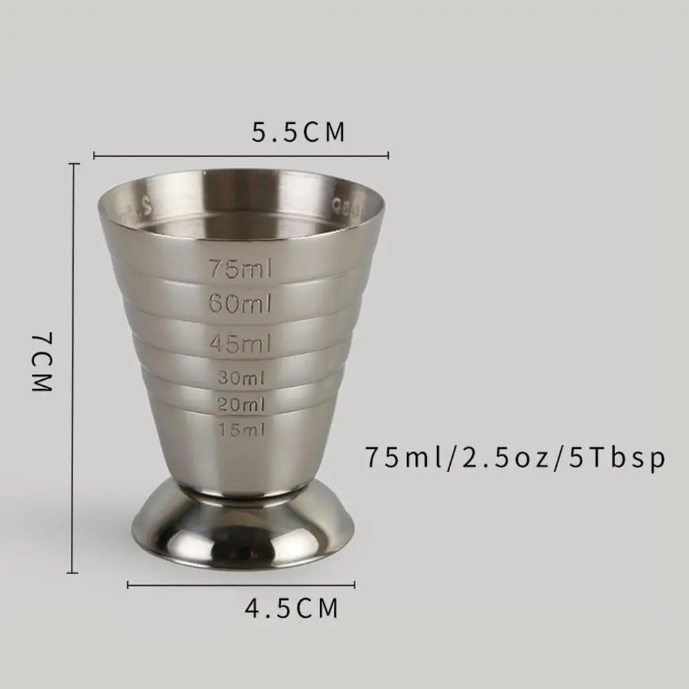 Silver 1 шт. 75 мл нержавеющая сталь измерительный бар шейкер для коктейля мерная чашка с 3 весами барный инструмент для дома вечерние аксессуары для бара - Цвет: Silver