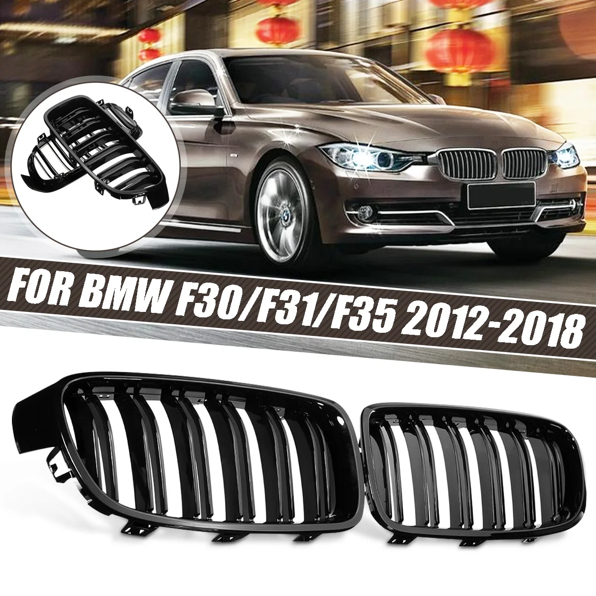 Пара спереди почек решетки гриль черный глянец для BMW F30 F31 F35 320i 328i 335i 2012 2013 2014 2015 2016