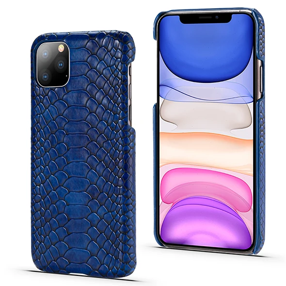 Чехол из искусственной кожи со змеиным узором для iPhone 11 Pro Max, Роскошный чехол для телефона Iphone X, XR, XS, Max, 8, 7, 6s, 6 Plus, Fundas - Цвет: Blue