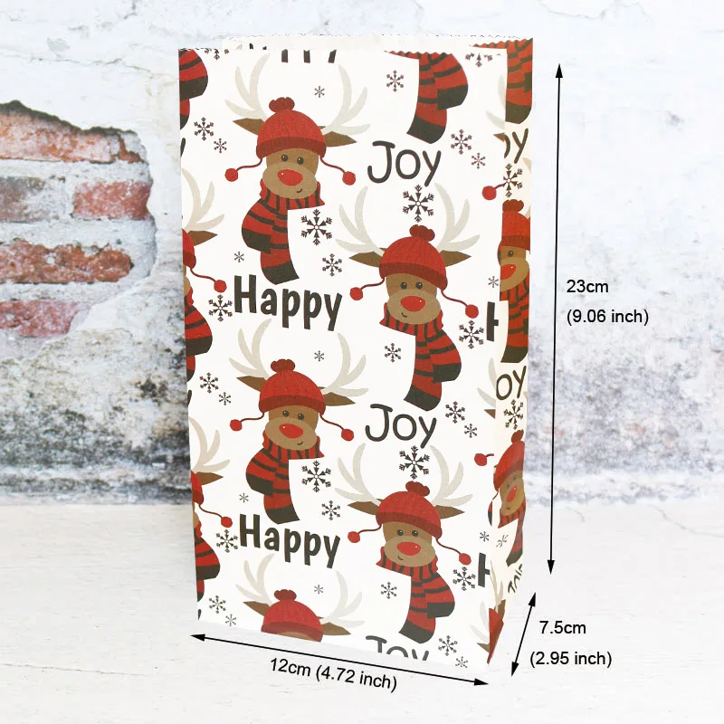 5 шт снежинок Счастливого Рождества Бумажный Мешок Снеговик Рождественская елка еда печенья Подарочная упаковка мешок день рождения пользу Стенд сумки - Цвет: 5pcs Happy Joy