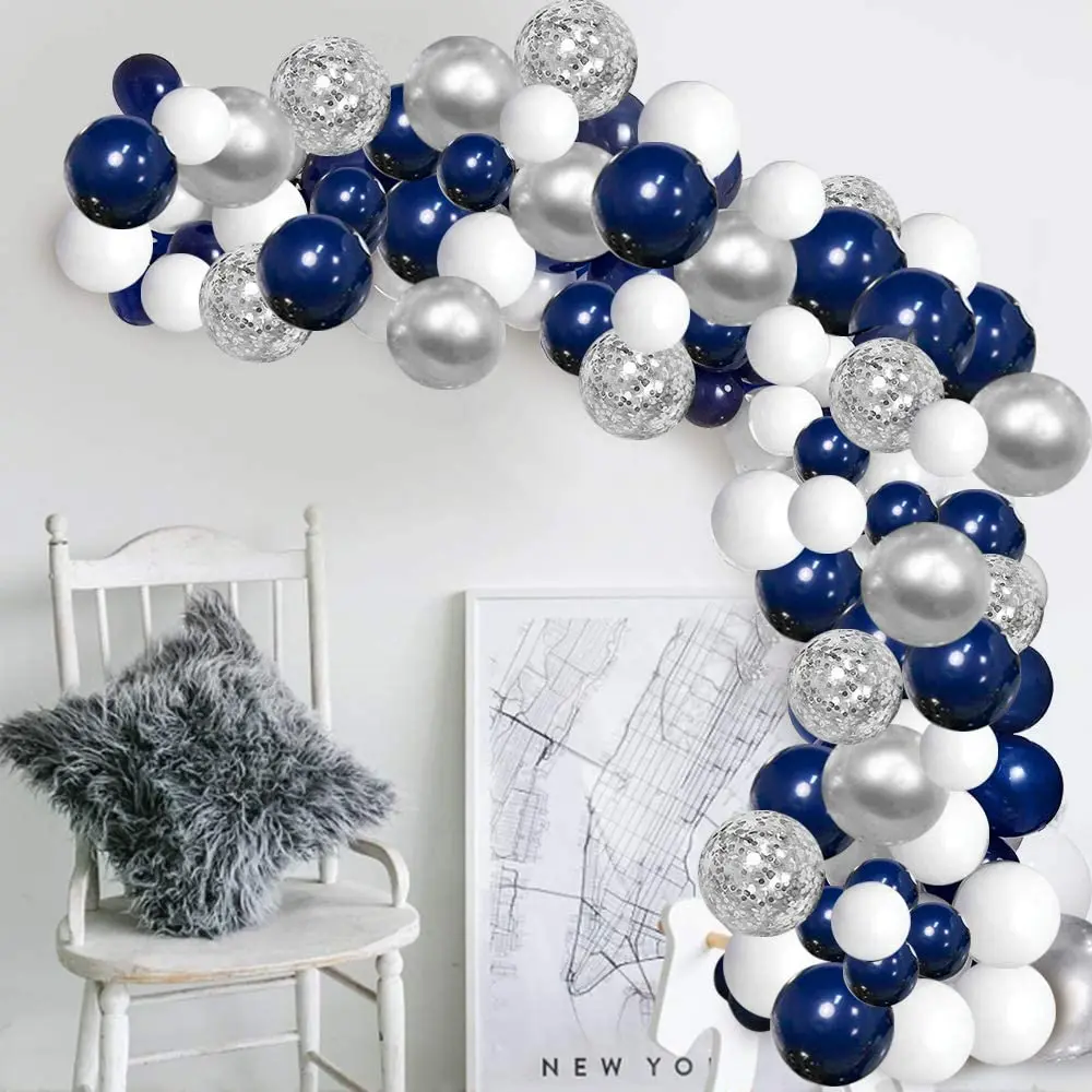 112/152 pcs white Silver nave blue Balloons Garland Kit Arch for Party Wedding Birthday DIY Decorati | Дом и сад