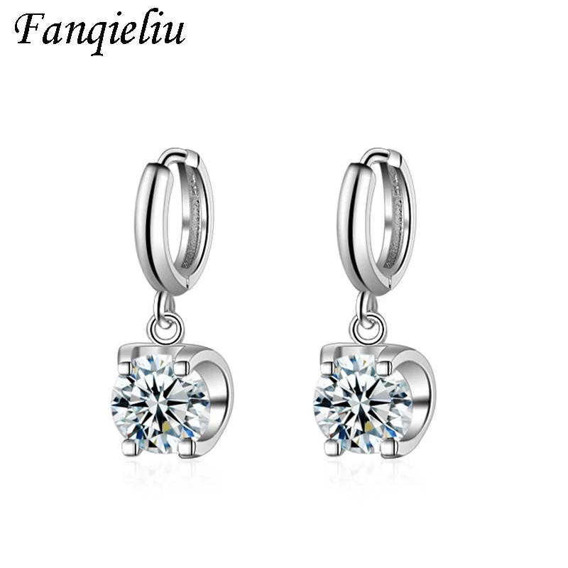 

Fanqieliu Cute Women Fine Jewelry Crystal Real 925 Sterling Silver Drop Earrings FQL20389
